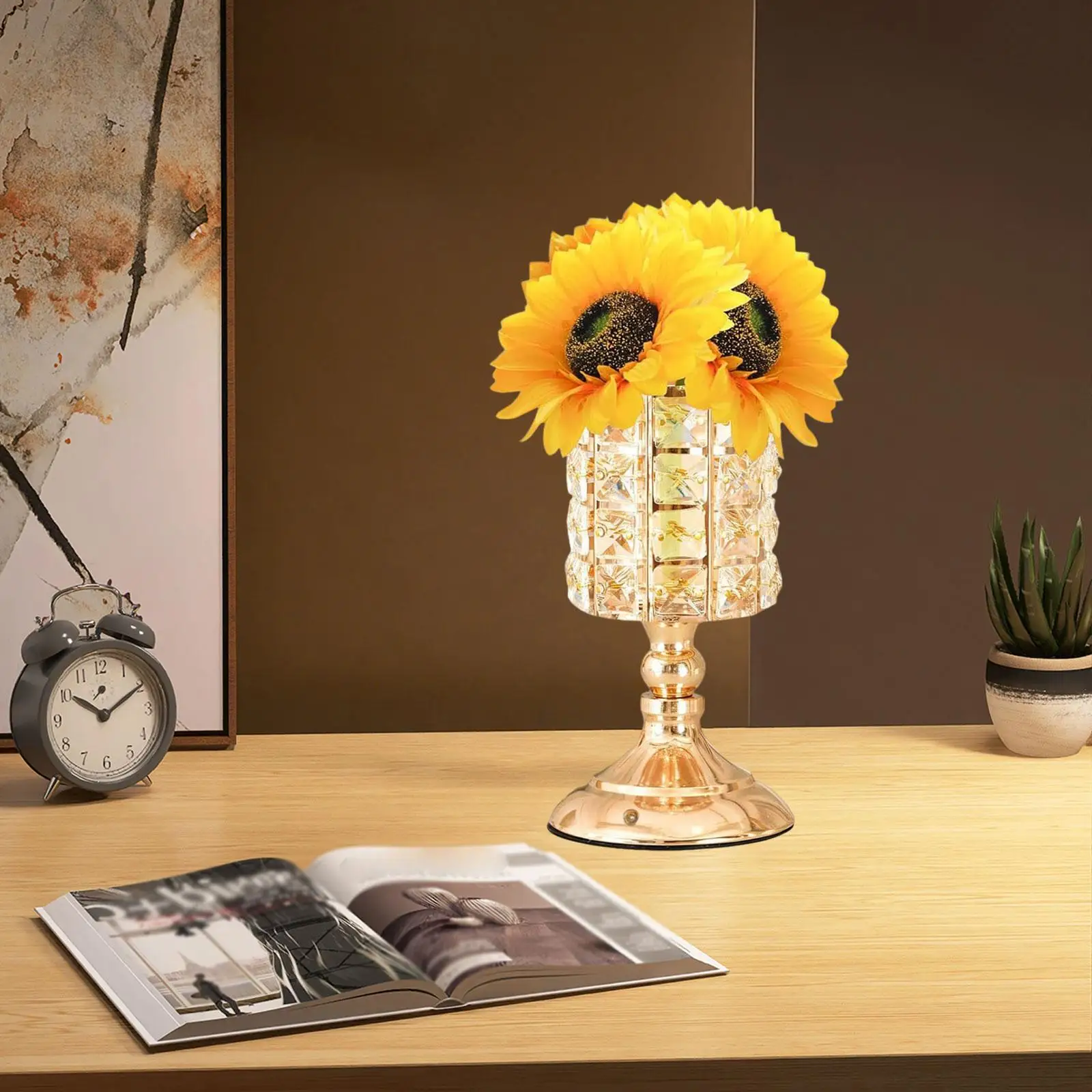 

Sunflower Crystal LED Lamp Ambient Light Home Decor NightStand Ambiance Dimming