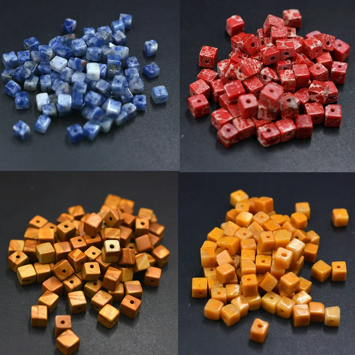 20pcs Fashion Colors 4mm/6mm/8mm Square Beads Cube Natural Stone Beads DIY Handmade Gemstones Beads For Jewelry Making Wholesale