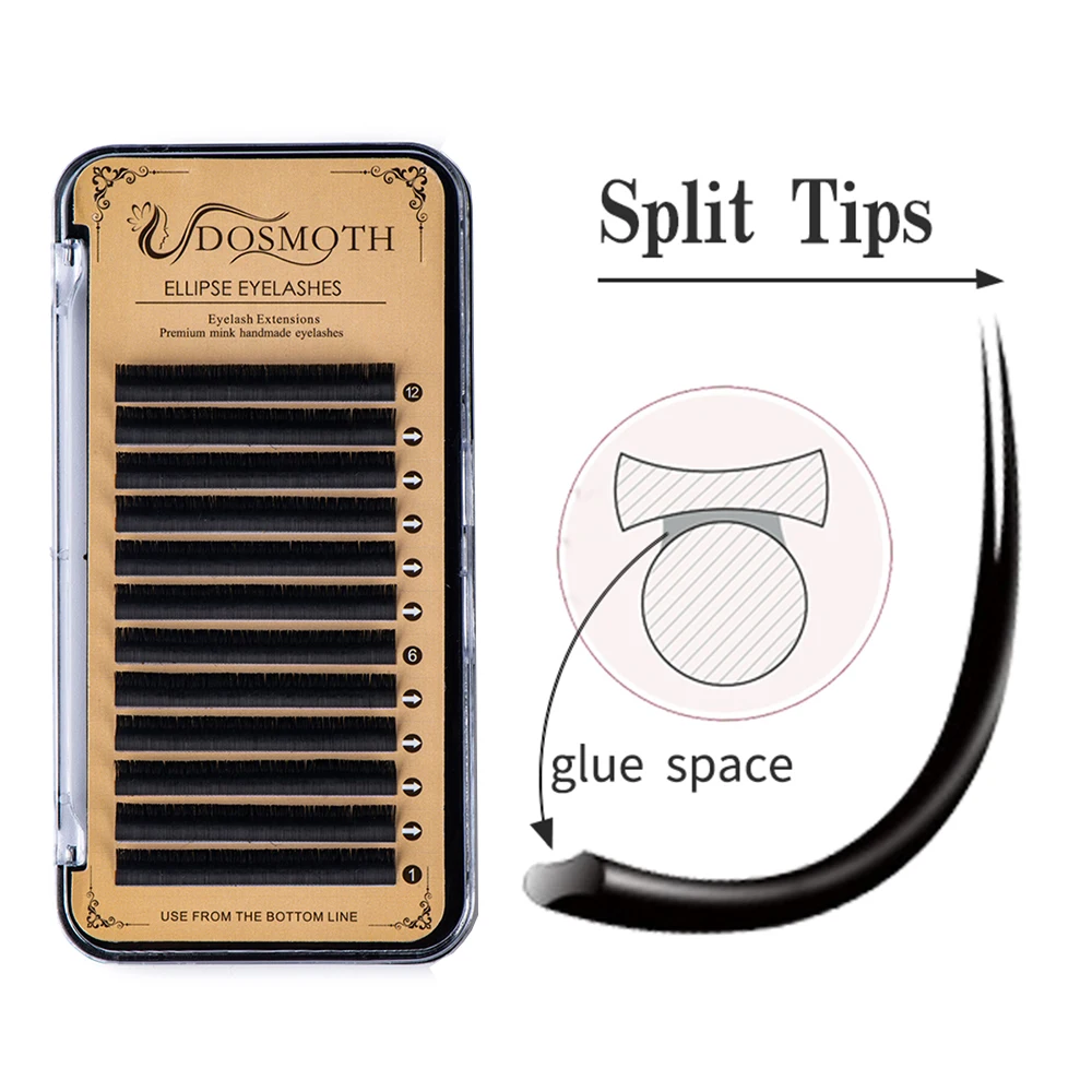 DOSMOTH 0.15D  soft  Double pointed flat hair ,flat Fake eyelashes ellipse eyelash ,natural individual ,eyelash extension