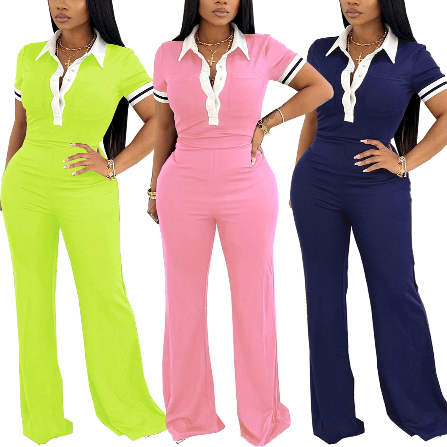 Pant Set Women Two Piece Sets Polo Collar Tops Long Pants High Waist Casual Suit Sportswear Y2k Streetwear Matching Sets Jogger
