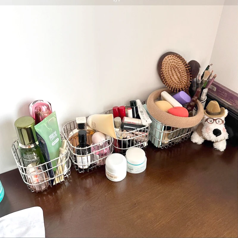 

Sink Strainer Drainer Basket 304 Stainless Makeup Organizer Fruit Vegetable Basket Dining Table Indoor Cosmetic Storage Basket