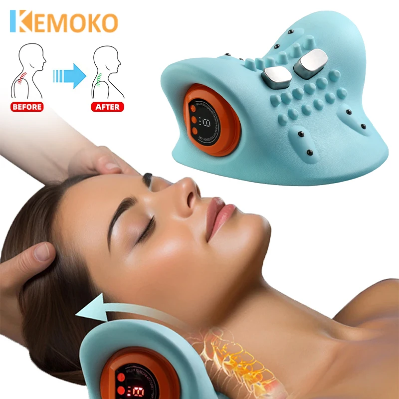 Electric Neck Massager EMS Acupoint Heating Airbag Neck Traction Vibration Relax Shoulder Cervical Spine Shoulder Support Pillow