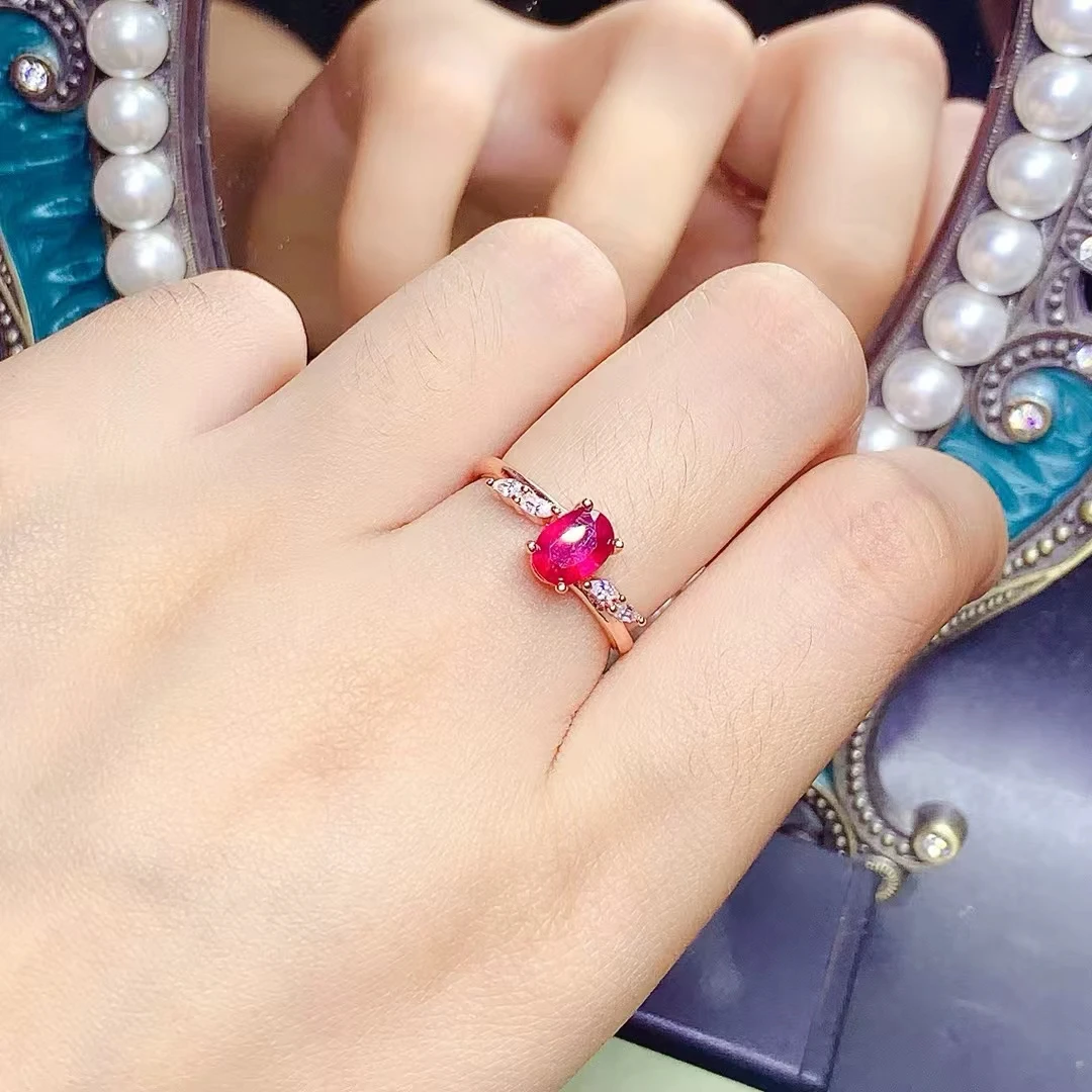 

KJJEAXCMY High quality Natural Ruby Ring S925 Silver Inlaid Simple Jewelry Palace Fashion Design High-End Women's Jewelry
