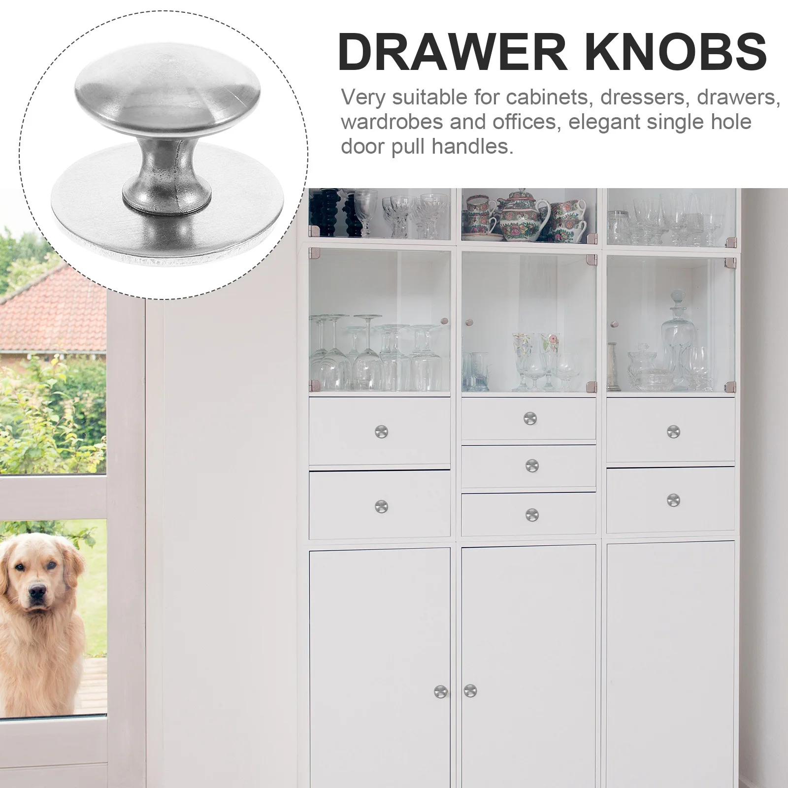 

6Pcs Self-Adhesive Round Door Knobs Aluminum Alloy Drawer Handles for Wardrobe Cabinet Knob Replacement Pulls Dresser Knobs