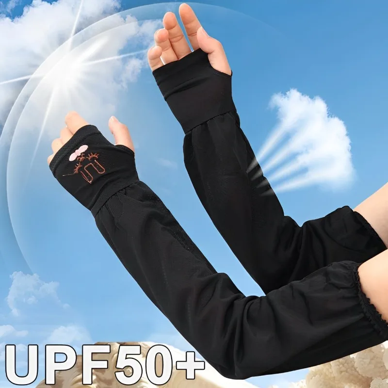 Summer Ice Silk Long Sleeves Anti-Sunburn Arm Cover Men Women Cuff New Cool Hand Sleeves Anti-UV Cycling Arm Sleeve Fingerless