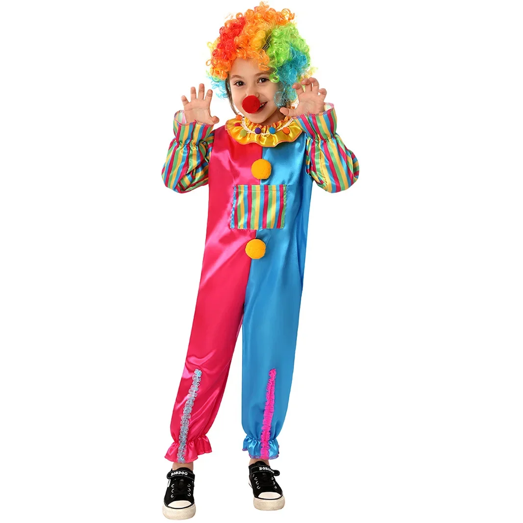 

Miniso Patchwork Clown Cosplay Costumes Kids Clothes Clown Role Play Costume Jumpsuit Wig Carnival Party Disguise Joker Dress Up