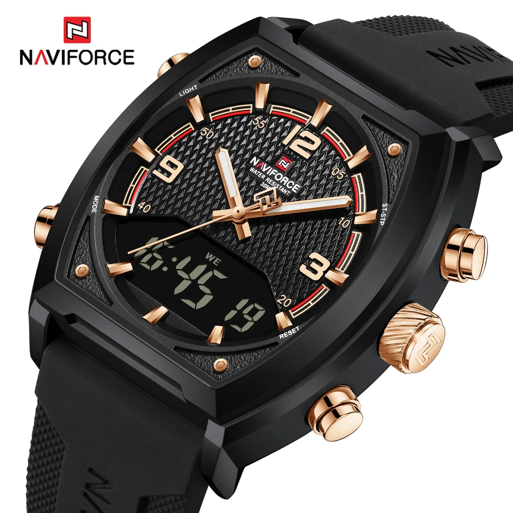 NAVIFORCE Luxury Sport Man Wristwatch Military Chronograph Waterproof Quartz Digital Watch for Men Multifunction Date Wristwatch