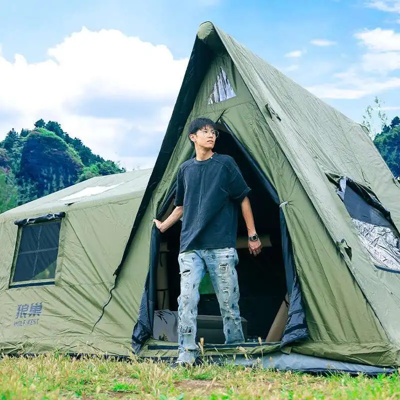 Acampamento ao ar livre portátil automático rápido proteção contra chuva acampamento piquenique cabana tipo vinil tenda iatável