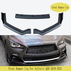 car accsesorie For Infiniti Q50 2018-2021 3pcs Car Front Bumper Lip Splitter Plate Cover Trim Spoiler Diffuser Body Kit