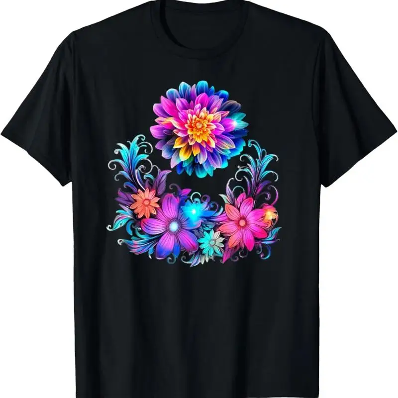 

Красочная цветочная футболка с цветочным принтом, лето-весна, неоновая футболка