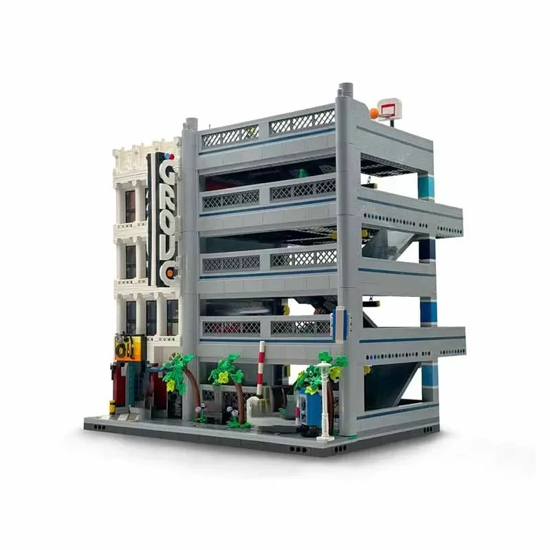 Street View MOC-bouwstenen Autowinkel, appartementen en garage Modulaire technologie Geschenken Vakantie Monteer kinderspeelgoedpak