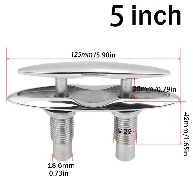 Pop Up Boat Cleats 316 Stainless Steel Marine Cleat 5 Inch Retractable Flush Mount For Yacht Dock view 3