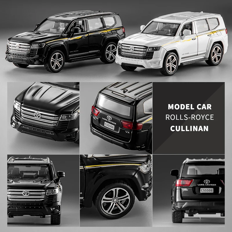 Limited edit 1:32 Die-cast Metal simulation Toyota Cruiser LC300 Alloy model car sound and light Collection model boys' toy gift