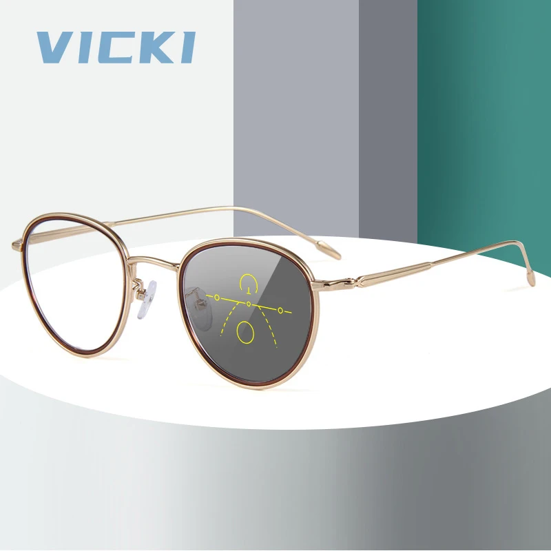 

VICKI новые модные металлические очки, резиновые, черные, круглые, простые, могут быть изготовлены по индивидуальному заказу, многофокусные очки по рецепту 6206