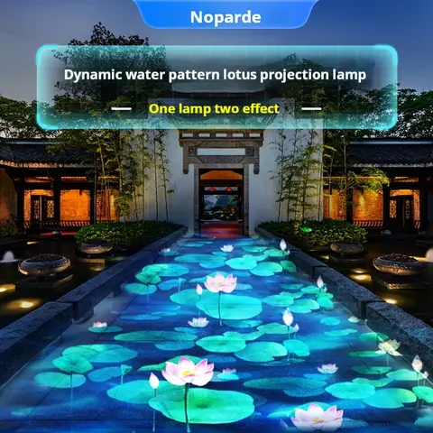 Proiettore Dinamico 3D con Effetto Ondulazione d'Acqua e Fiore di Loto, Faretto da Pavimento, Luci Creative per Esterni e Illuminazione Ambientale