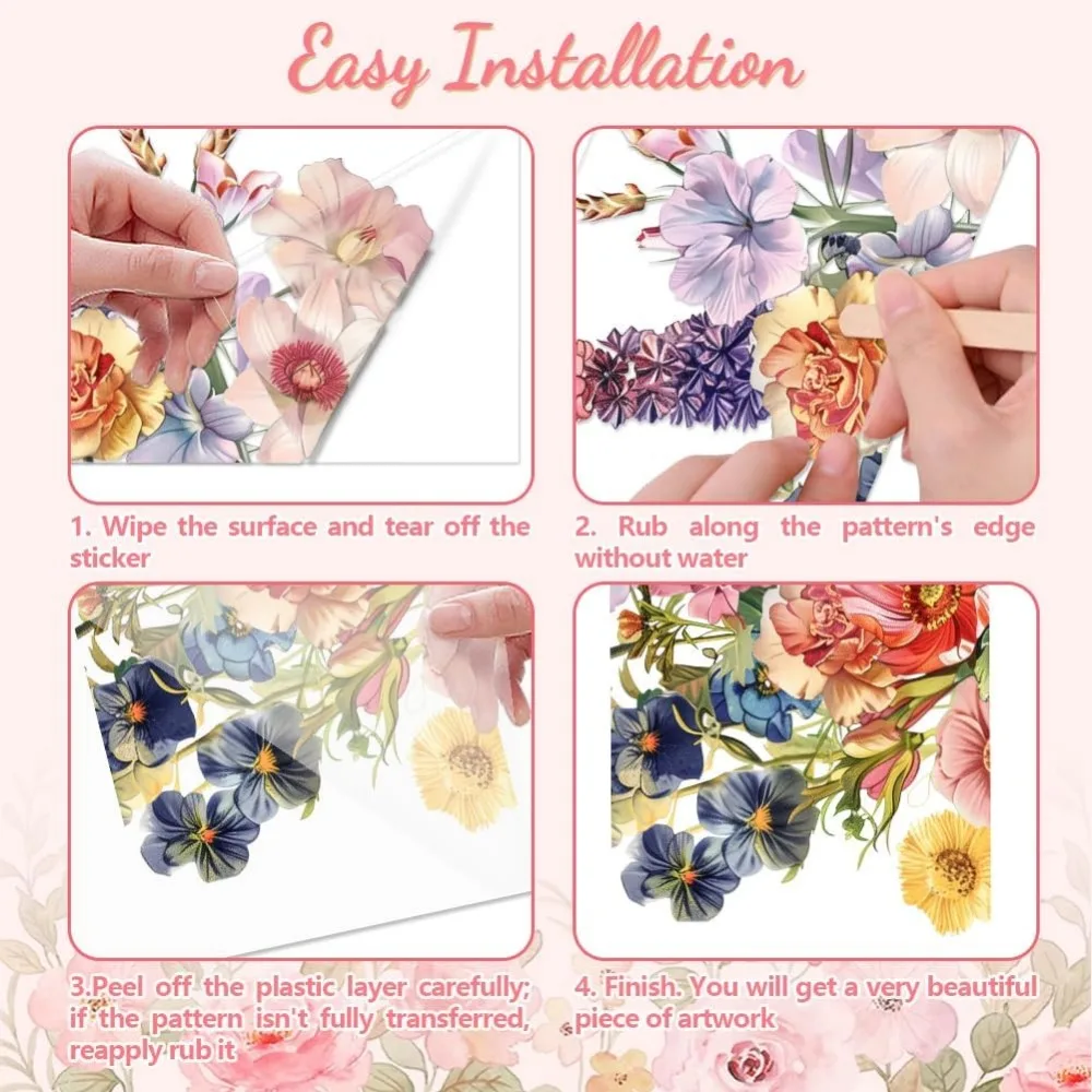 Rub on Floral Transfer Decals for Furniture Crafts 6\