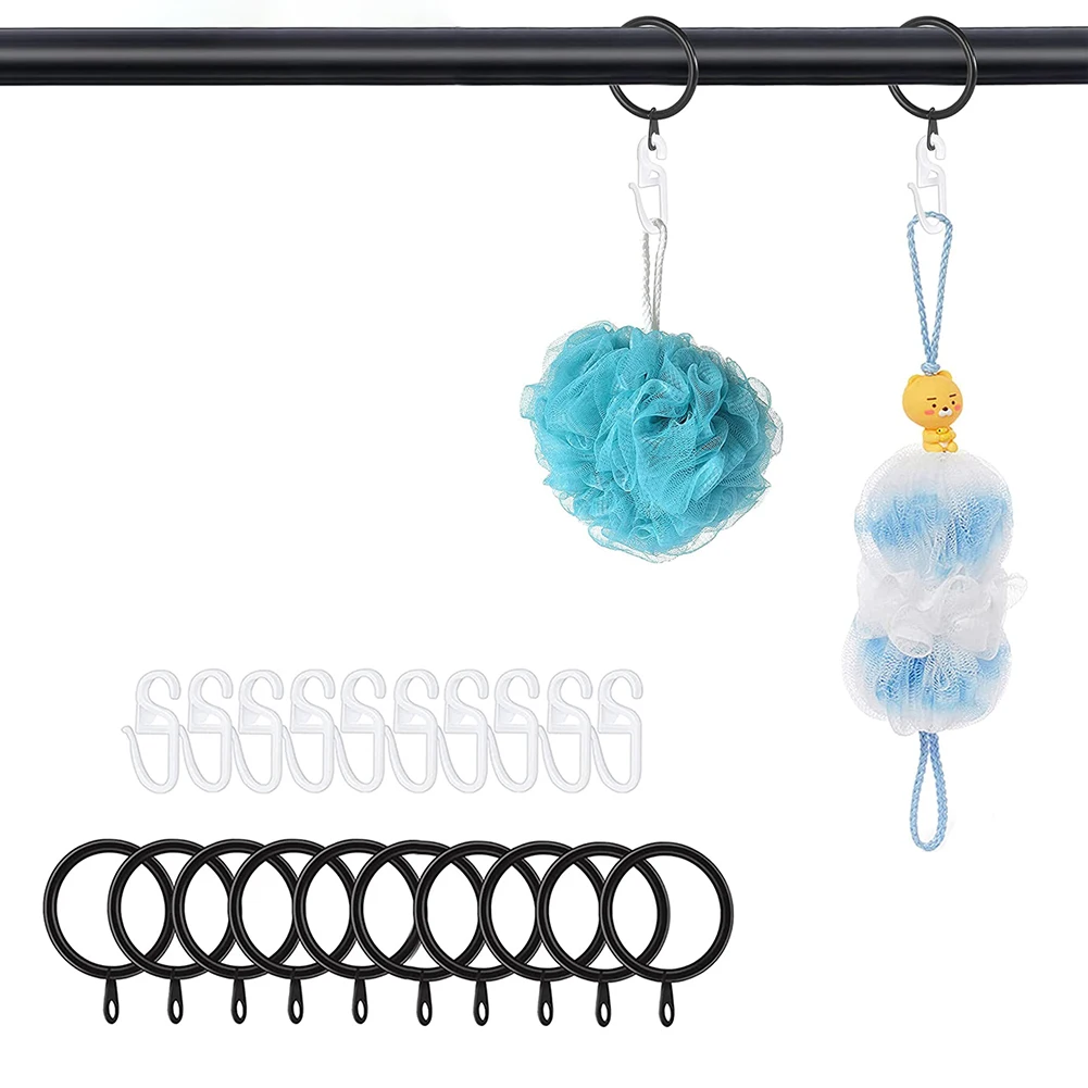 حلقات ستائر معدنية متينة وعالية الجودة مكونة من 10 مجموعات سهلة التركيب لقضبان الستائر والفوال #1