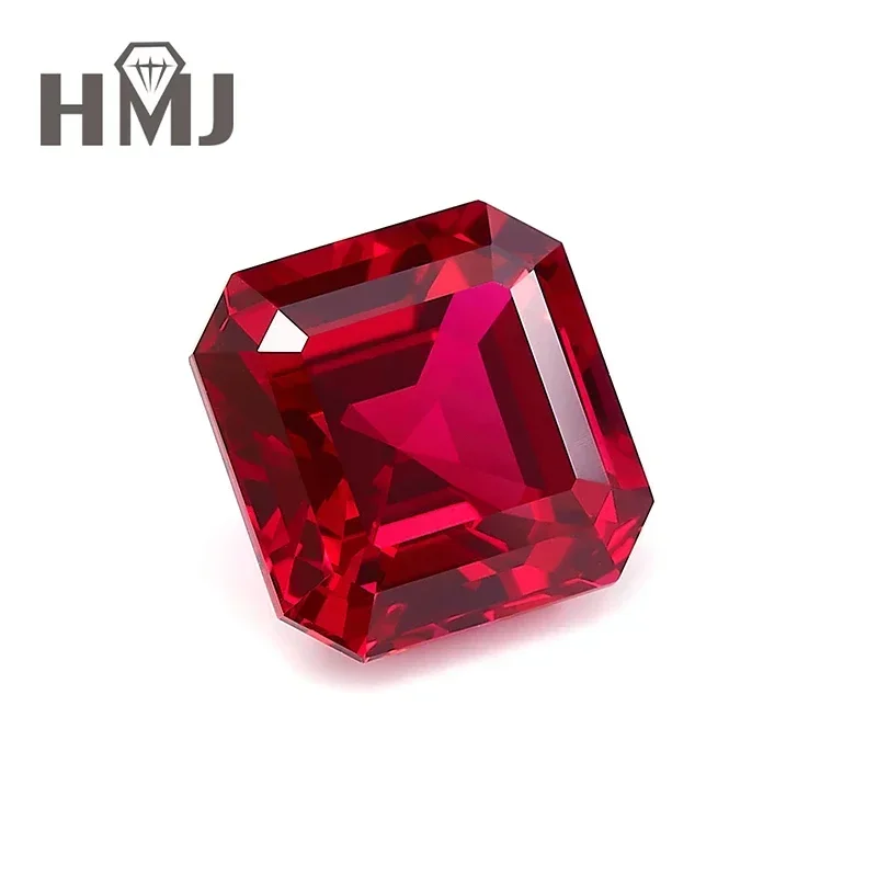 مختبر نمت روبي حمامة الدم الأحمر Asscher مربع الشكل الأحجار الكريمة DIY بها بنفسك الخرز صنع مواد المجوهرات AGL شهادة أعلى جودة