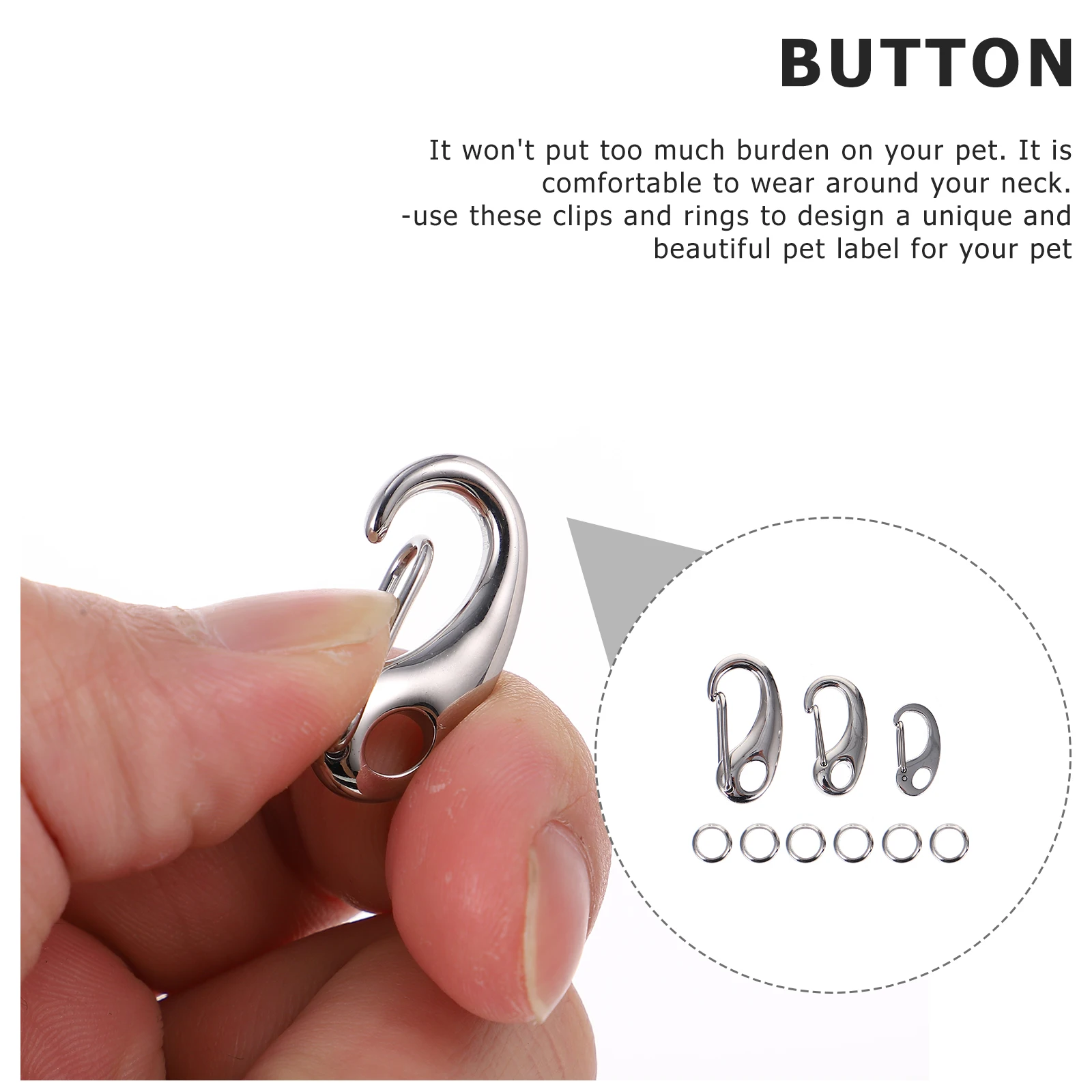

3pcs Stainless Steel Pet Tag Clips Split Hooks Rings Durable Lightweight Dog Cat Collar Jewelry Accessories Collar Ring