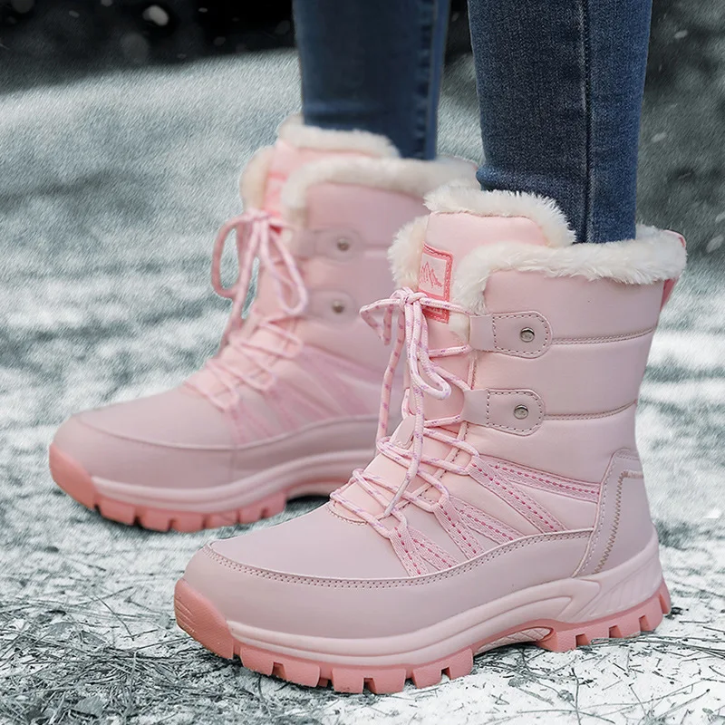 

Women's Winter Snow Boots Plush Warm Cotton Shoes Wear-resistant Sports Outdoor High Top Large Size