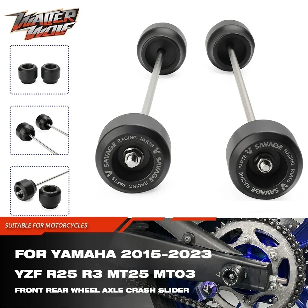 

2024 YZF R3 R25 Wheel Axle Slider For YAMAHA MT03 MT25 YZF-R3 YZF-R25 MT-03 MT 25 Front Fork Rear Swingarm Stand Crash Sliders