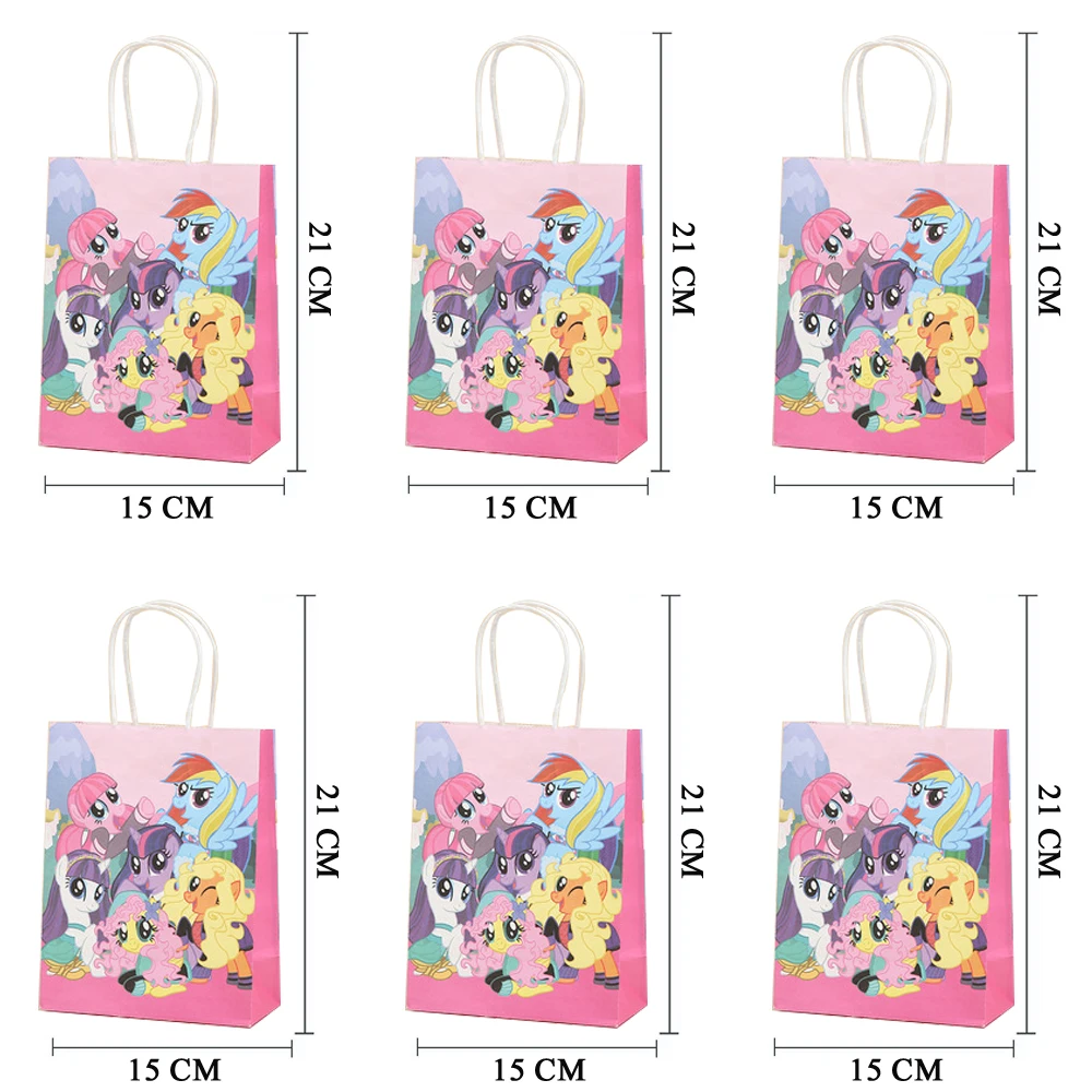 Cartoon Little Pony Gift Bags Festival Paper Bag with Handles Baby Shower Candy Bags Kids Girls Birthday Decor Party Supplies