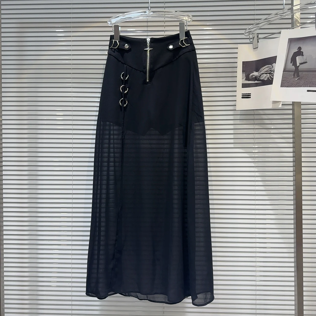 

Юбка-миди k Girl Me, юбка-миди длиной, железное кольцо, сетка, готический Sle, женская модная осенняя новинка, новое поступление