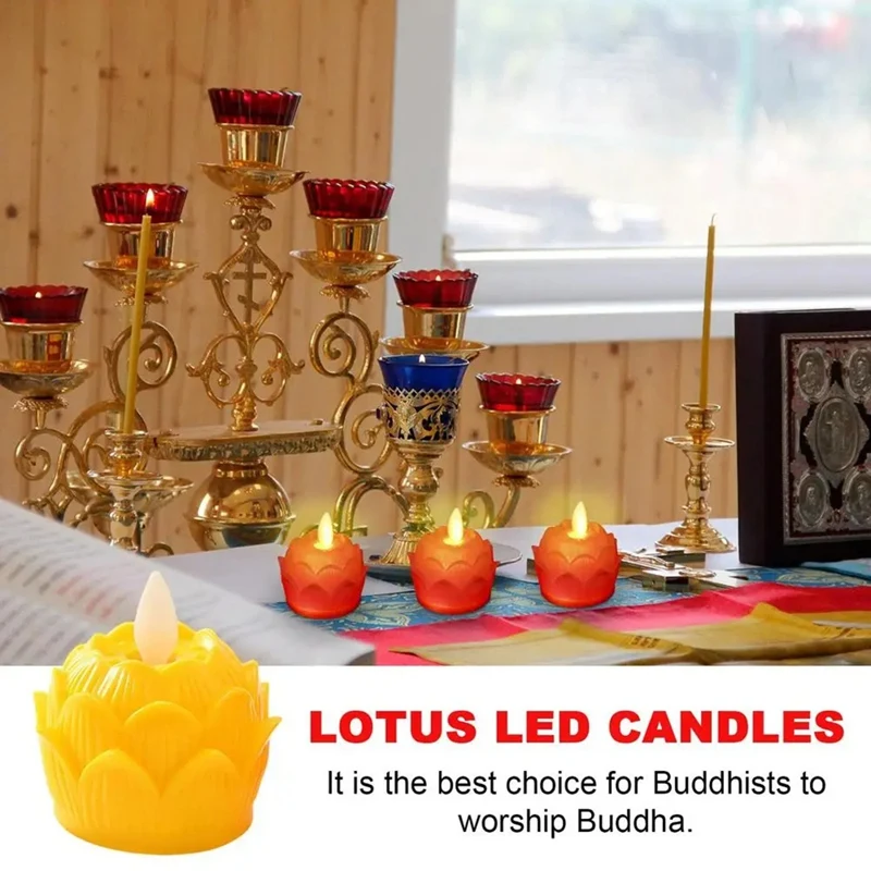 Buddhist Table Candle Candle Lamp Flameless 12Pieces Buddhist Lights Waterproof 100 Hour Tea Light Battery Operated