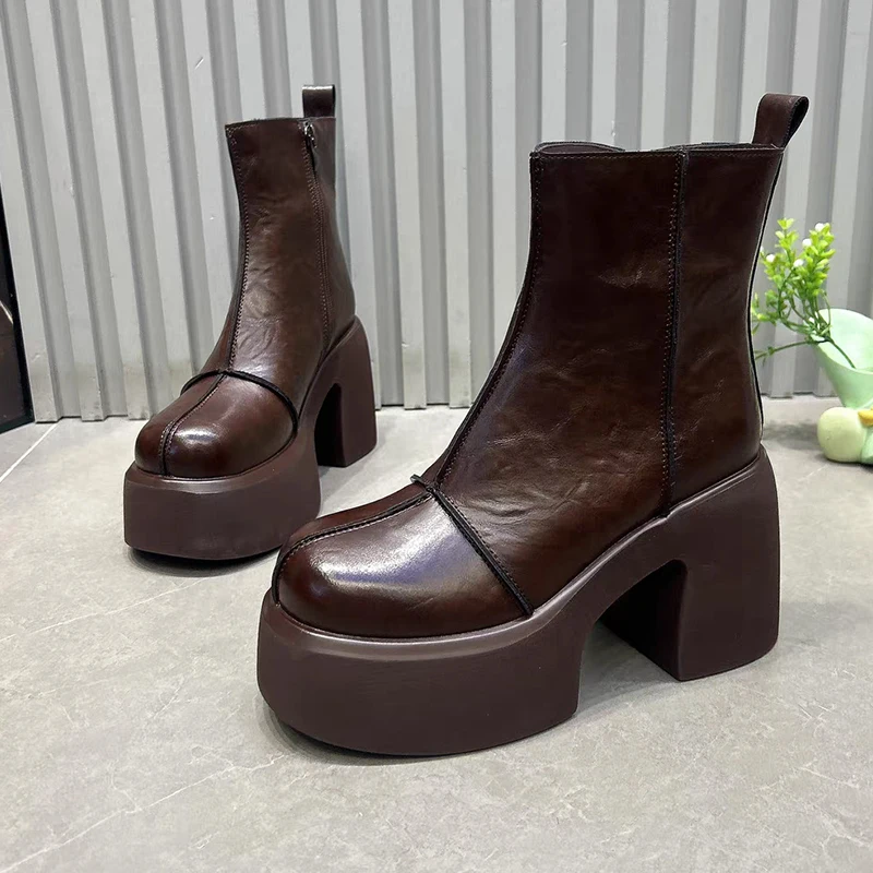 

High Heels Women's Ankle Boots Elegant Fashion Chunky Warm Shoes 2025 Short Plush Snow Boots Comfort Pumps New Woman Booties