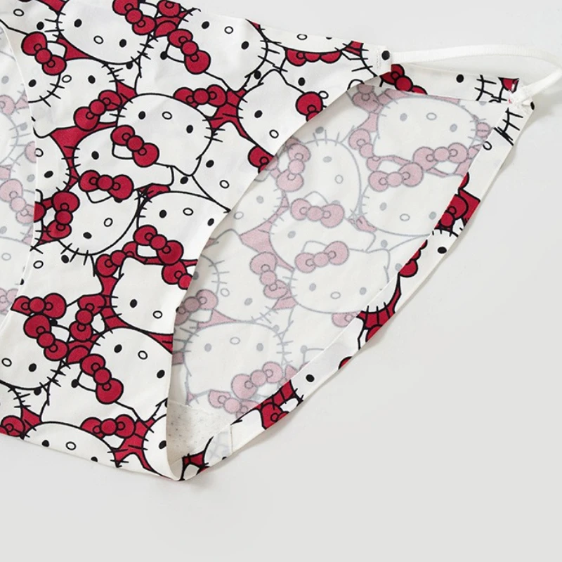 Personalizado sexy hello kitty dos desenhos animados g-string tanga para mulheres respirável estiramento kitty calcinha branca respirável cuecas menina roupa interior
