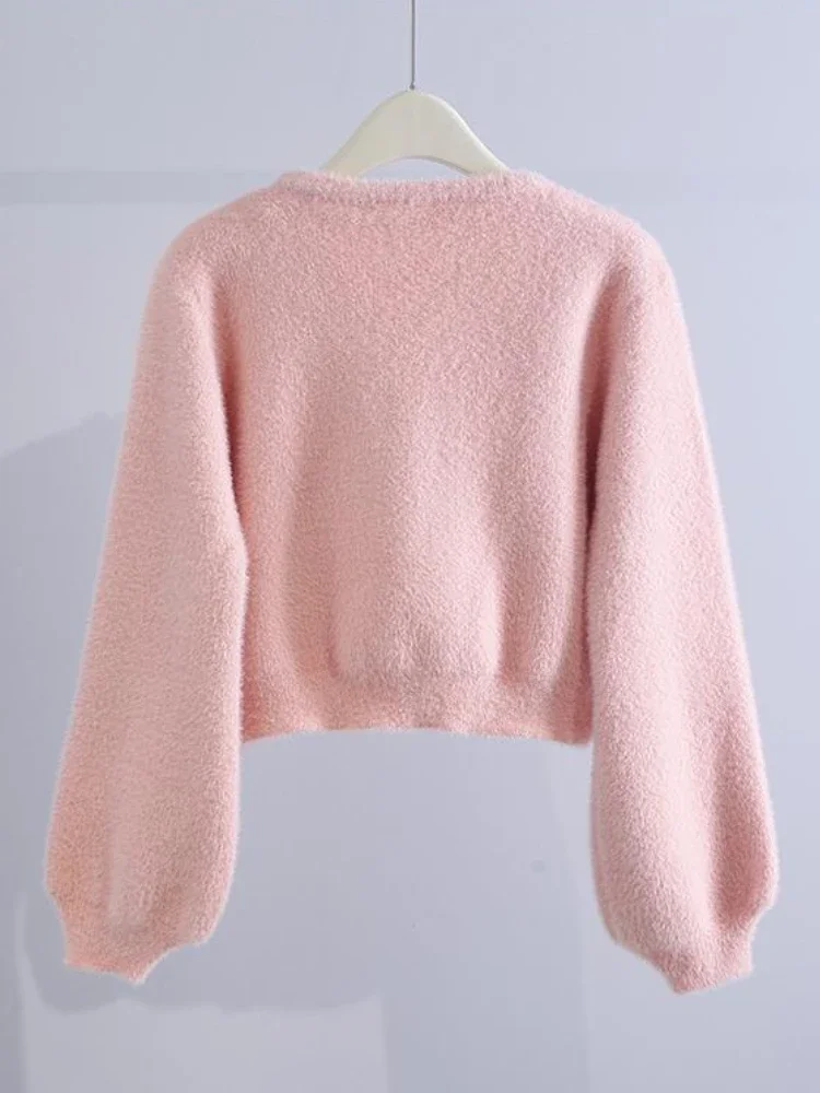 Women\'s Sweaters Sweater Jacket for Women\'s Autumn Winter New In Loose Bowknot Knitted Korean Fashion casual Sweet Pink Cardigan