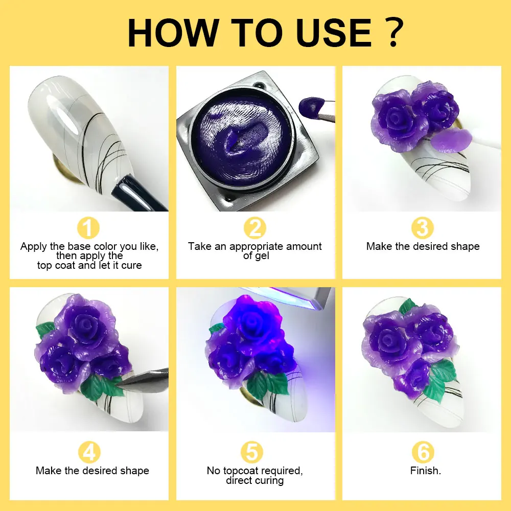 LIMEGIRL Carve Patterns Gel for Sculpture Creative DIY Decoration Painting 3D Nail Carved Gel for Home Manicure 3D Gel Nails Art