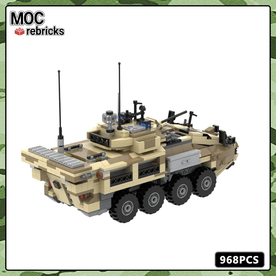 Military Series Canadian Army LAV 6.0 Wheeled Armored Vehicle MOC Bricks Building Block DIY Model Set Boy Toys Birthday Gifts