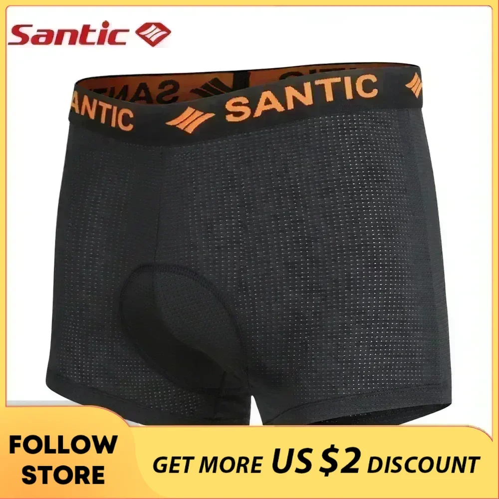 Santic Cycling Underwear 3D Padded MTB Bike Underpants Elastic Waist Mountain Bicycle Gel Shorts for Men Women Briefs Asian Size