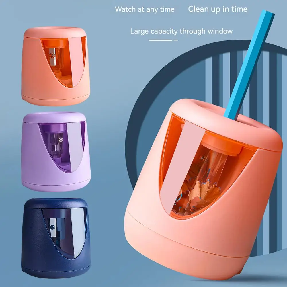 Automatic Electric Pencil Sharpener With Cartoon Stickers Protection School Office Stationery Supplies Safety School J5P7