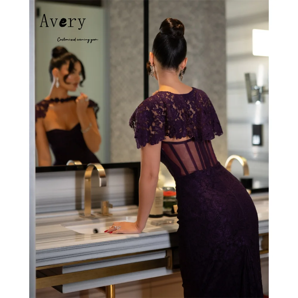 

Avery Custom Purple Lace Embroidery Fishtail Dress Party Dresses Luxury 2026 Curved Elegant Party Dresses for Wedding Woman Prom