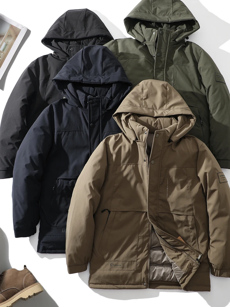 Heren Winter Casual Outdoor Winddicht Waterbestendig Warm Katoen Jaet Capuchon Rits Decoratie Polyestervezel Vuljas