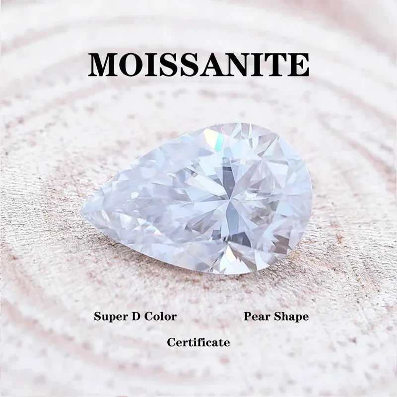 

Moissanite Stone Super White D Color Pear Cut VVS1 Charms Gemstone DIY Ring Necklace Earrings Materials Certificate