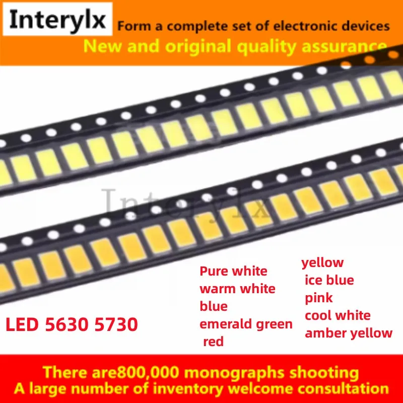 100Pcs/Lot brand new 5630 5730 SMD LED chip lights super bright warm white green red ice blue 2-2.4V