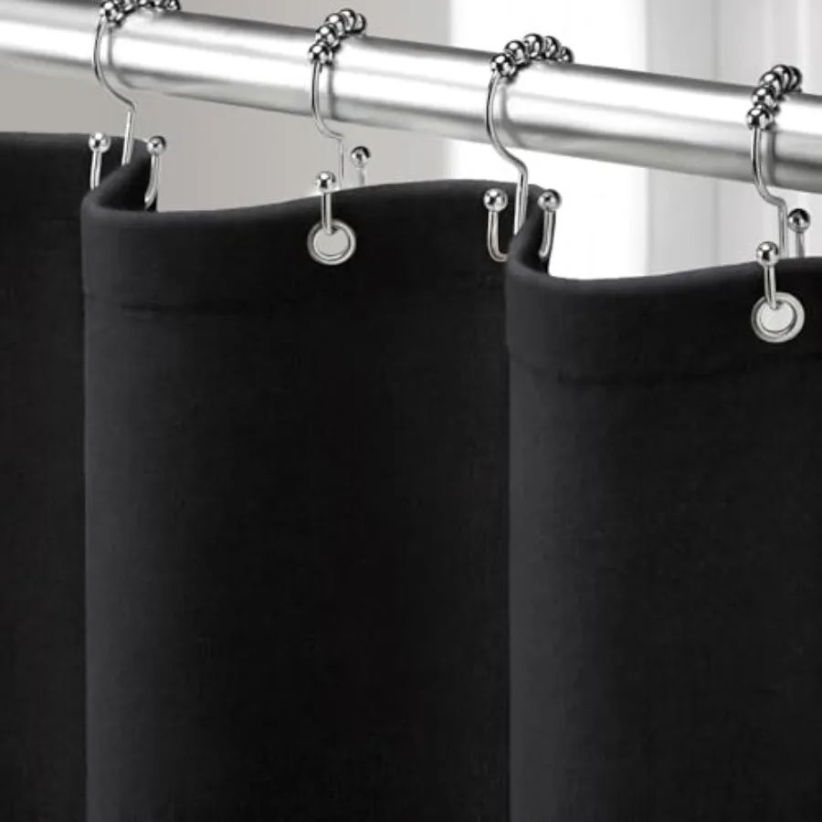 

Linen Shower Curtain Black, Fabric Boho Farmhouse Shower Curtains for Bathroom Cotton Natural Cloth Liner Set 72" W x 72" L