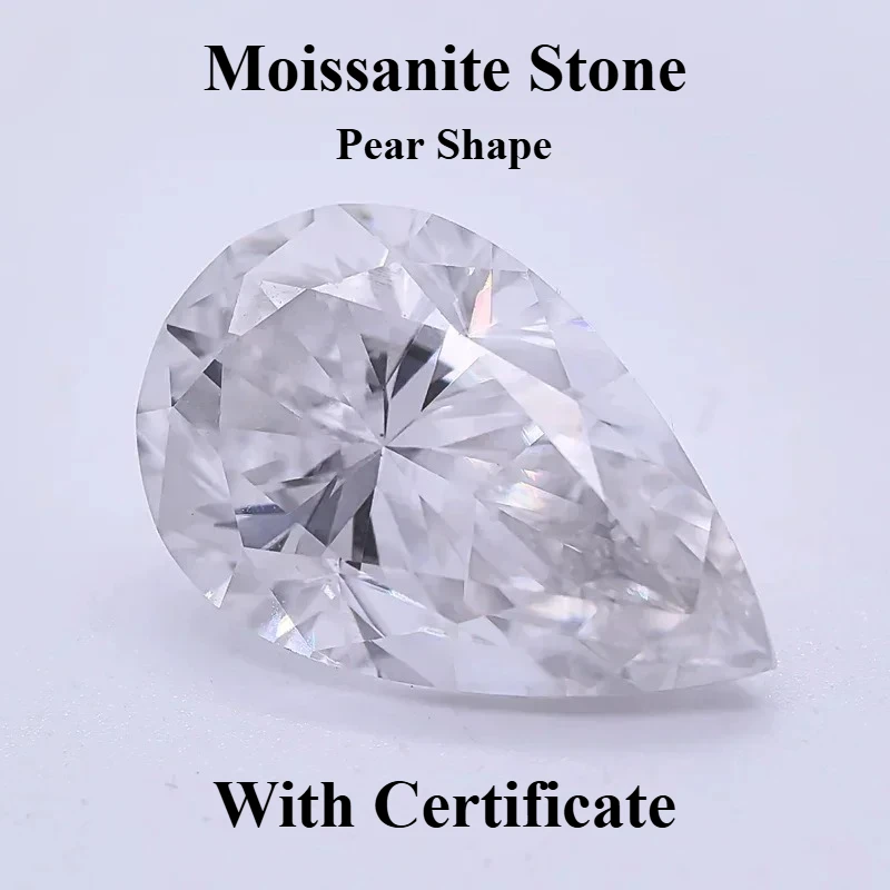 

Moissanite Stone Pear Cut D Color VVS1 Lab Grown Gemstone for DIY Charms Jewelry Making Pass Diamond Tester with Certificate
