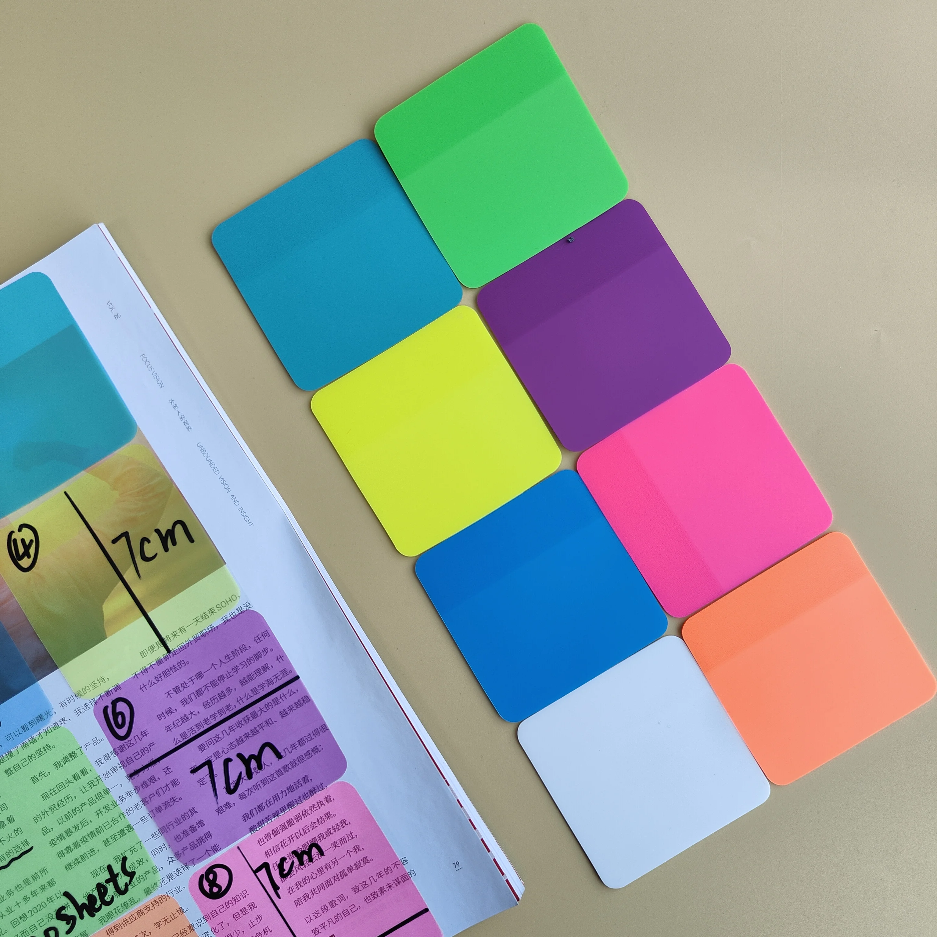 160 Sheets 8Color Transparent Sticky Notes 7*7CM Scrapes Sticker Note  Clear Notepad School Stationery Office Supplies