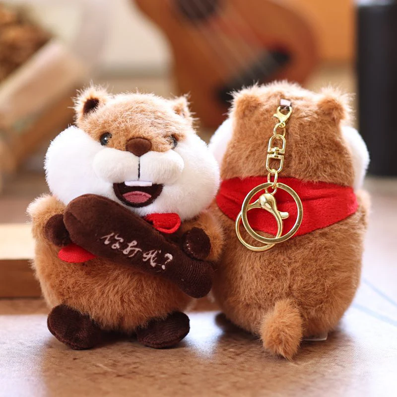 Cute Lifelike Groundhog Plush Doll Key Chain Stuffed Animal Pendant Backpack Hangings Decoration Gifts