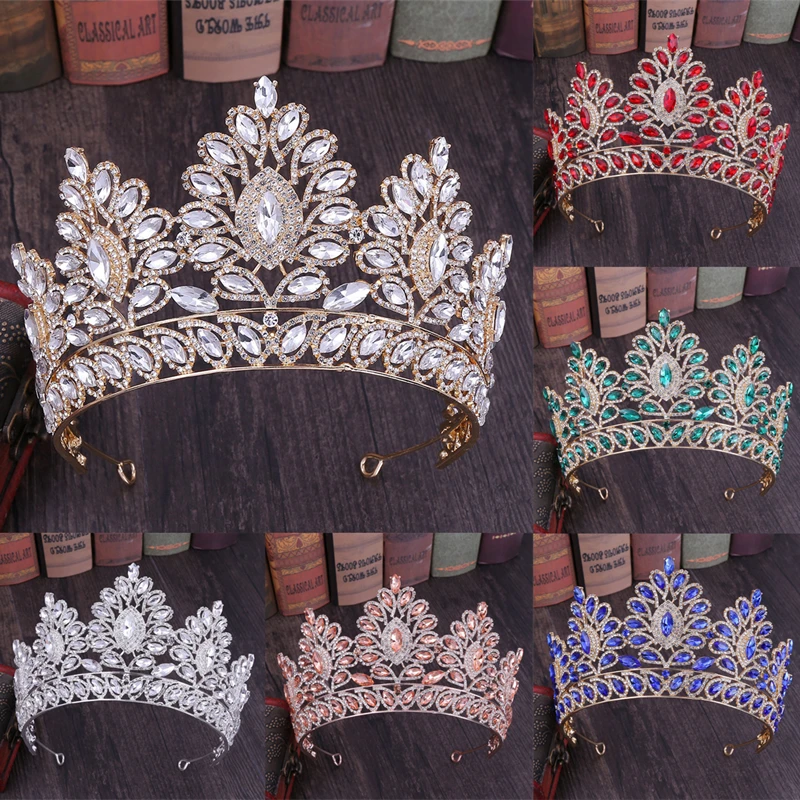 

Baroque Vintage Crystal Big Tiaras Crowns For Women Bride Queen Princess Prom Diadem Bridal Wedding Hair Accessories Jewelry