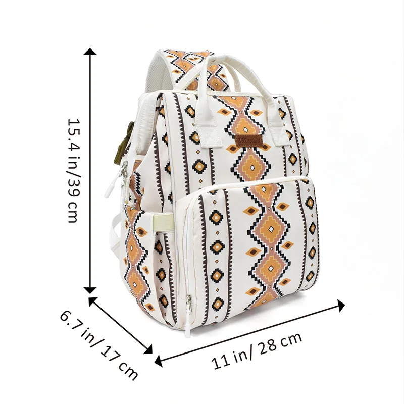 Imagem -02 - Mochila Portátil Boêmia com Zíper Étnica Asteca Geométrica Impermeável Oxford Redução de Carga Zíper Bolsa de Ombro para Caminhada Nova