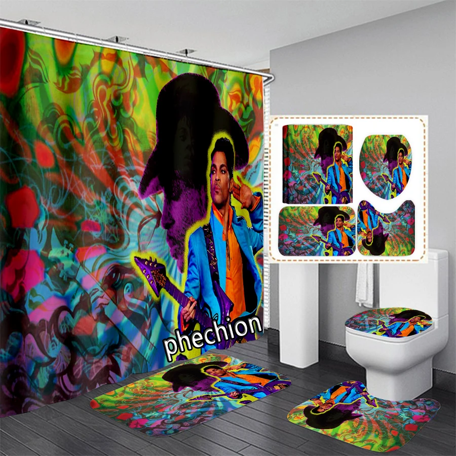 New Prince Rogers Nelson 3D Print Shower Curtain Waterproof Bathroom Curtain Anti-slip Bath Mat Set Toilet Rugs X30