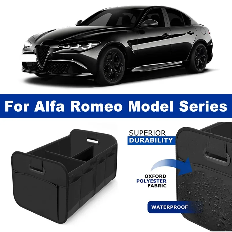 

Foldable Car Organizer Portable Storage Box With Side Net for Alfa Romeo Giulia Stelvio 4C Giulietta Tonale 156 159 166