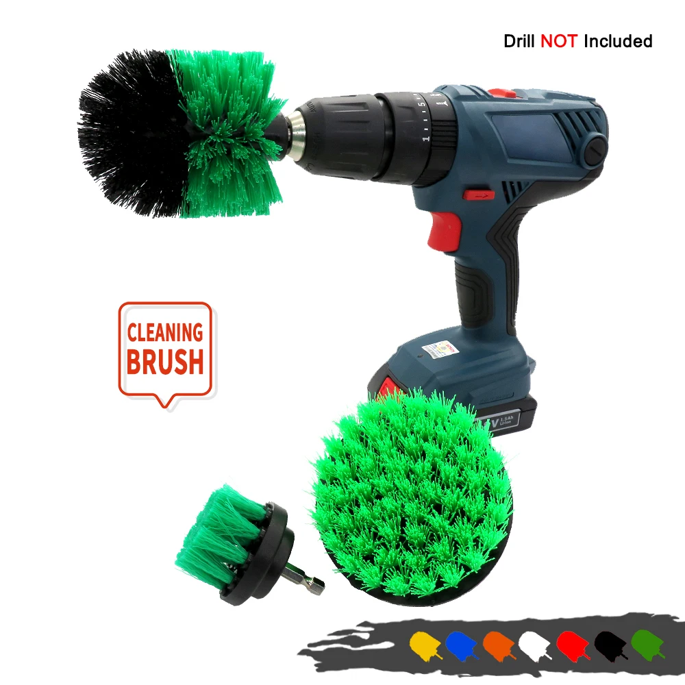 

1 Set/3 PCS Electric Brush Kit Power Scrubber Pad Drill Cleaning Brush For Carpet Glass Car Tires Nylon Brushes Scrubber Drill