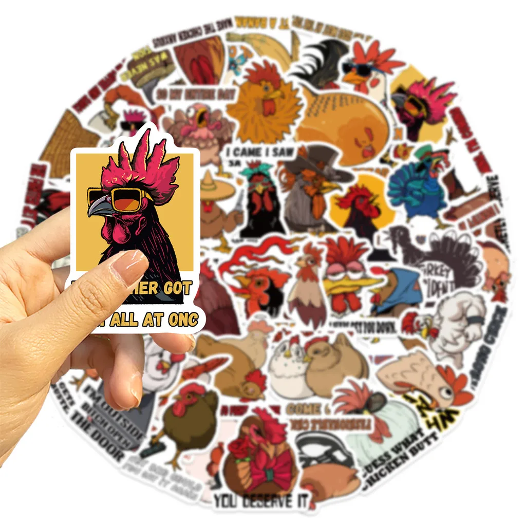 50PCS การ์ตูนไก่กราฟฟิตี้สติกเกอร์-กันน้ำสำหรับ DIY ตกแต่งบนกีตาร์,โน๊ตบุ๊คและกระเป๋าเดินทางบันทึก YourLife Store