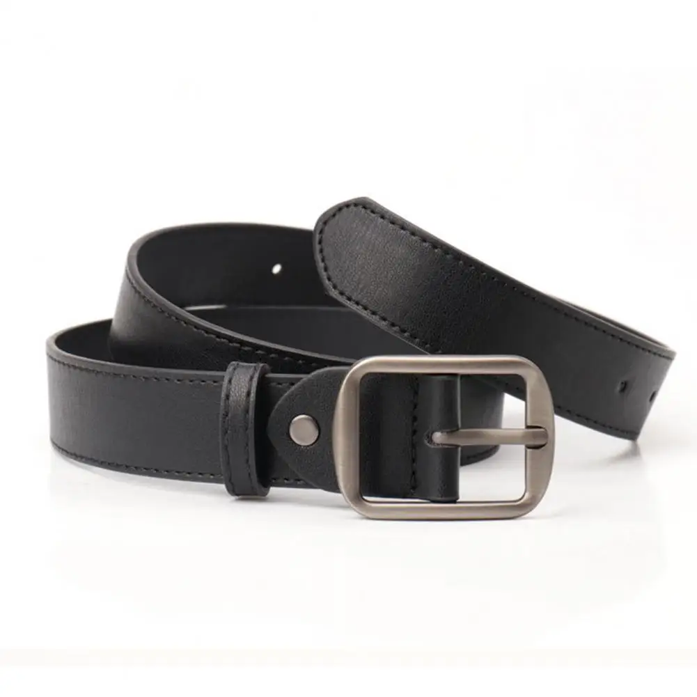 Women Solid Color Belt Adjustable Women's Imitation Leather Belt with Multi Holes Design Metal Buckle Casual for Costume